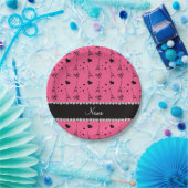 Personalisierter Name Rosa Pariseiffturm Pappteller (Party)