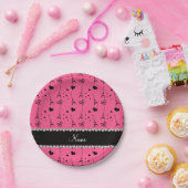 Personalisierter Name Rosa Pariseiffturm Pappteller (Party)
