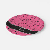 Personalisierter Name Rosa Pariseiffturm Pappteller (Schrägansicht)