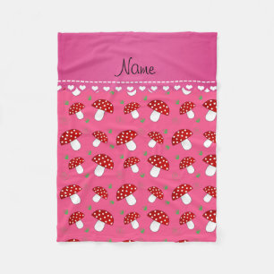 Personalisierter Name Rosa Pilze Fleecedecke