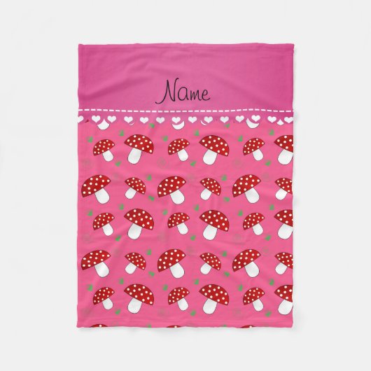 Personalisierter Name Rosa Pilze Fleecedecke (Vorderseite)