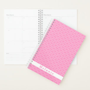 Personalisierter Name Rosa Planer mit Herzen