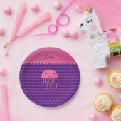 Personalisierter Name Rosa Qualle lila Chevronen Pappteller (Party)