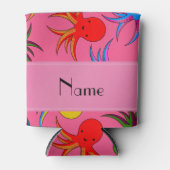 Personalisierter Name Rosa Regenbogenktopus Dosenkühler (Vorderseite)