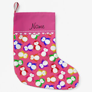 Personalisierter Name Rosa Regenbogenpinguine Kleiner Weihnachtsstrumpf