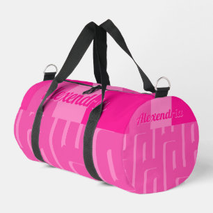 Personalisierter Name Rosa Retro-Muster Duffle Bag