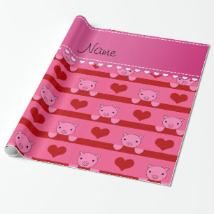 Personalisierter Name Rosa Schweine Geschenkpapier