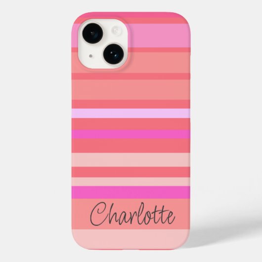 Personalisierter Name Rosa Strickskript Case-Mate iPhone Hülle (Rückseite)