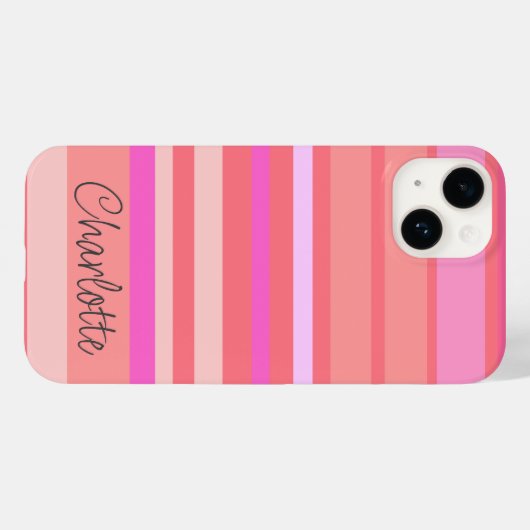 Personalisierter Name Rosa Strickskript Case-Mate iPhone Hülle (Rückseite (Horizontal))