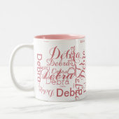 Personalisierter Name Rosa Typografie Zweifarbige Tasse (Links)