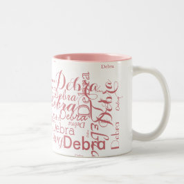 Personalisierter Name Rosa Typografie Zweifarbige Tasse