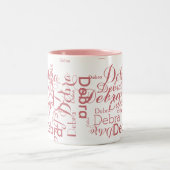 Personalisierter Name Rosa Typografie Zweifarbige Tasse (Mittel)