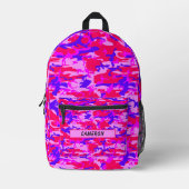 Personalisierter Name Rosa und Blau Camouflage Bedruckter Rucksack (Vorderseite)