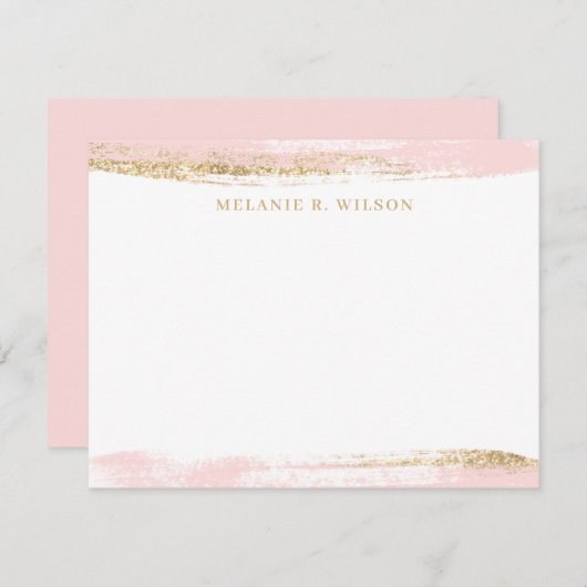 Personalisierter Name: Rosa und Gold Mitteilungskarte (Vorne/Hinten)