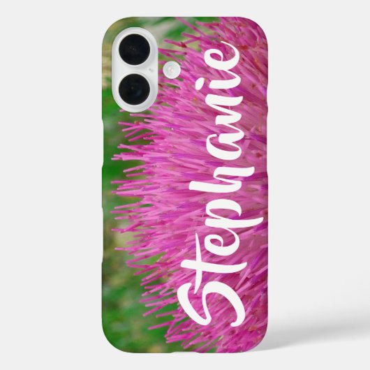 Personalisierter Name Rosa und Grüne Blüte Case-Mate iPhone Hülle (Rückseite)