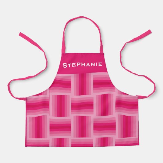 Personalisierter Name Rosa und Hot-Rosa-Design Schürze (Vorderseite)