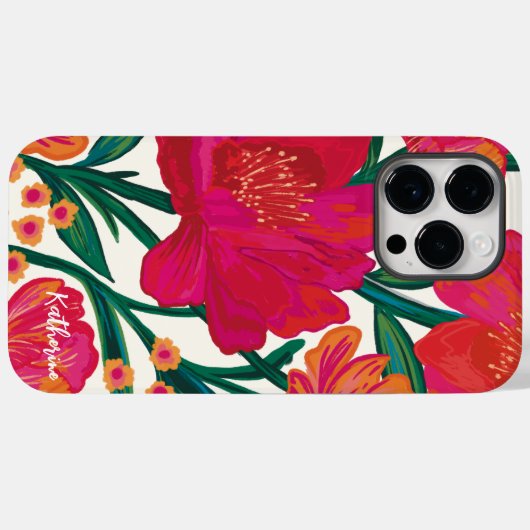 Personalisierter Name Rosa und orange Case-Mate iPhone Hülle (Rückseite (Horizontal))