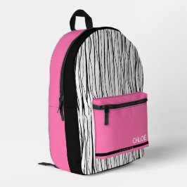 Personalisierter Name Rosa und Schwarz Bedruckter Rucksack