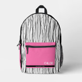 Personalisierter Name Rosa und Schwarz Bedruckter Rucksack (Vorderseite)