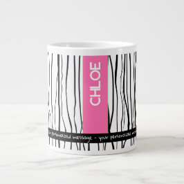 Personalisierter Name Rosa und Schwarz Jumbo-Tasse