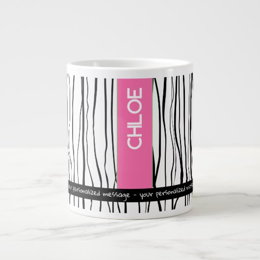 Personalisierter Name Rosa und Schwarz Jumbo-Tasse (Vorderseite)
