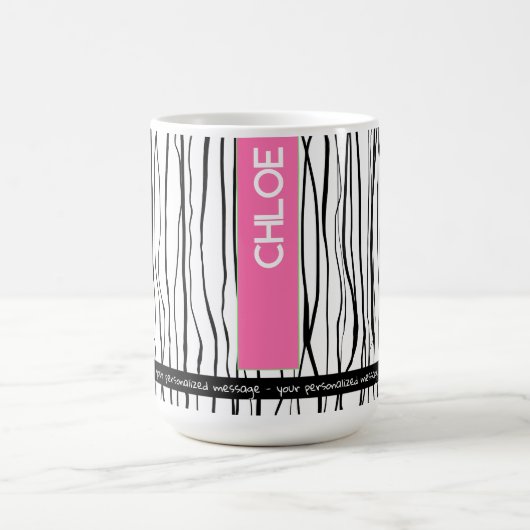 Personalisierter Name Rosa und Schwarz Kaffeetasse (Mittel)