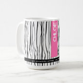 Personalisierter Name Rosa und Schwarz Kaffeetasse (Vorderseite Links)