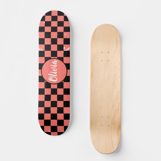 Personalisierter Name Rosa und Schwarz Karton Skateboard (Vorderseite)