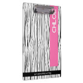 Personalisierter Name Rosa und Schwarz Klemmbrett (Rechts)