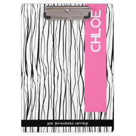 Personalisierter Name Rosa und Schwarz Klemmbrett