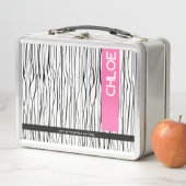 Personalisierter Name Rosa und Schwarz Metall Brotdose (Beispiel)