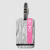 Personalisierter Name Rosa und Schwarz - Modernes Gepäckanhänger (Vorderseite Vertikal)