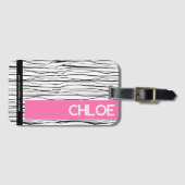 Personalisierter Name Rosa und Schwarz - Modernes  Gepäckanhänger (Vorderseite (Horizontal))