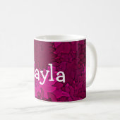 Personalisierter Name Rosa und Weiß Dahlia Blume Kaffeetasse (VorderseiteRechts)