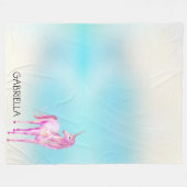 Personalisierter Name Rosa Unicorn Fleecedecke (Vorderseite (Horizontal))