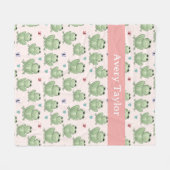 Personalisierter Name Rosa Wasserfarbe Frosch-Kind Fleecedecke (Vorderseite (Horizontal))