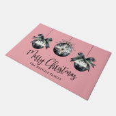 Personalisierter Name Rosa Weihnachten Fußmatte (Schrägansicht)