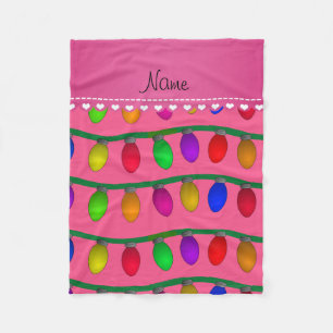 Personalisierter Name Rosa Weihnachtsbeleuchtung Fleecedecke