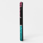 Personalisierter Name Rosa zebra türkis Glitzer Case-Mate iPhone Hülle (Hinten/Links)