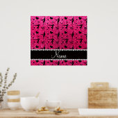 Personalisierter Name Rose Rosa Glitzer Gymnastik Poster (Küche)