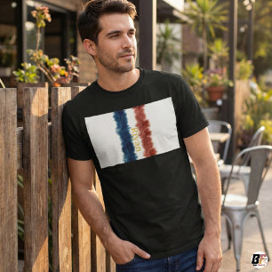 Personalisierter Name Rot & Blau Wasserfarbe Strei T-Shirt