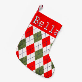Personalisierter Name Rot Ugly Sweater Muster Kleiner Weihnachtsstrumpf