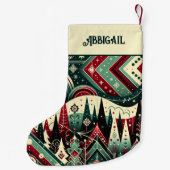 Personalisierter Name Rot und Grünes Weihnachtsmus Kleiner Weihnachtsstrumpf (Rückseite)