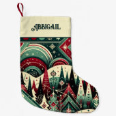 Personalisierter Name Rot und Grünes Weihnachtsmus Kleiner Weihnachtsstrumpf (Vorderseite)