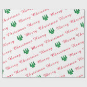 Personalisierter Name Rot und Weiß Frohe Weihnacht Geschenkpapier (Flach)