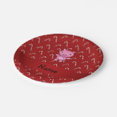 Personalisierter Name Rote Bonbons Pappteller (Schrägansicht)