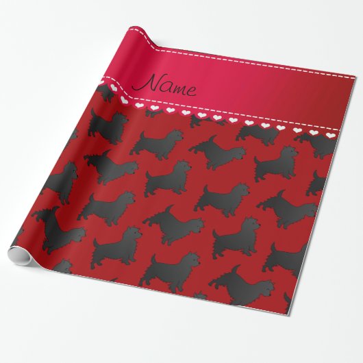 Personalisierter Name Rote Carne Terrierhunde Geschenkpapier (Ungerollt)