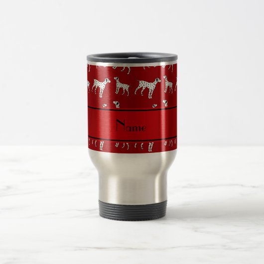 Personalisierter Name: Rote dalmatinische Hunde Reisebecher (Mittel)