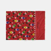 Personalisierter Name Rote Nussknacker Fleecedecke (Vorderseite (Horizontal))