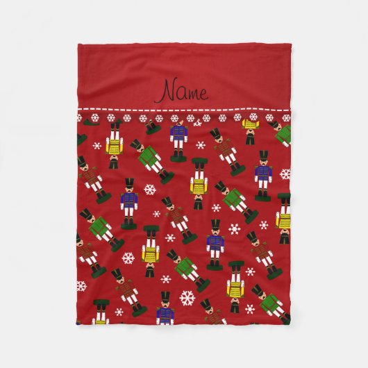 Personalisierter Name Rote Nussknacker Fleecedecke (Vorderseite)